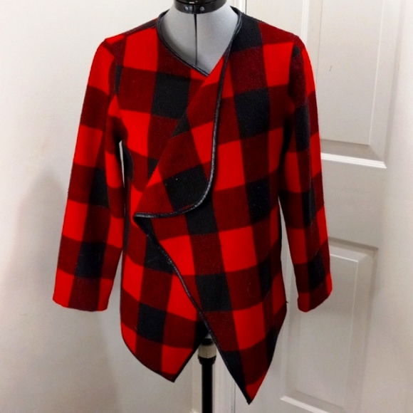 Red plaid blazer wrap Size S/M - Picture 4 of 6